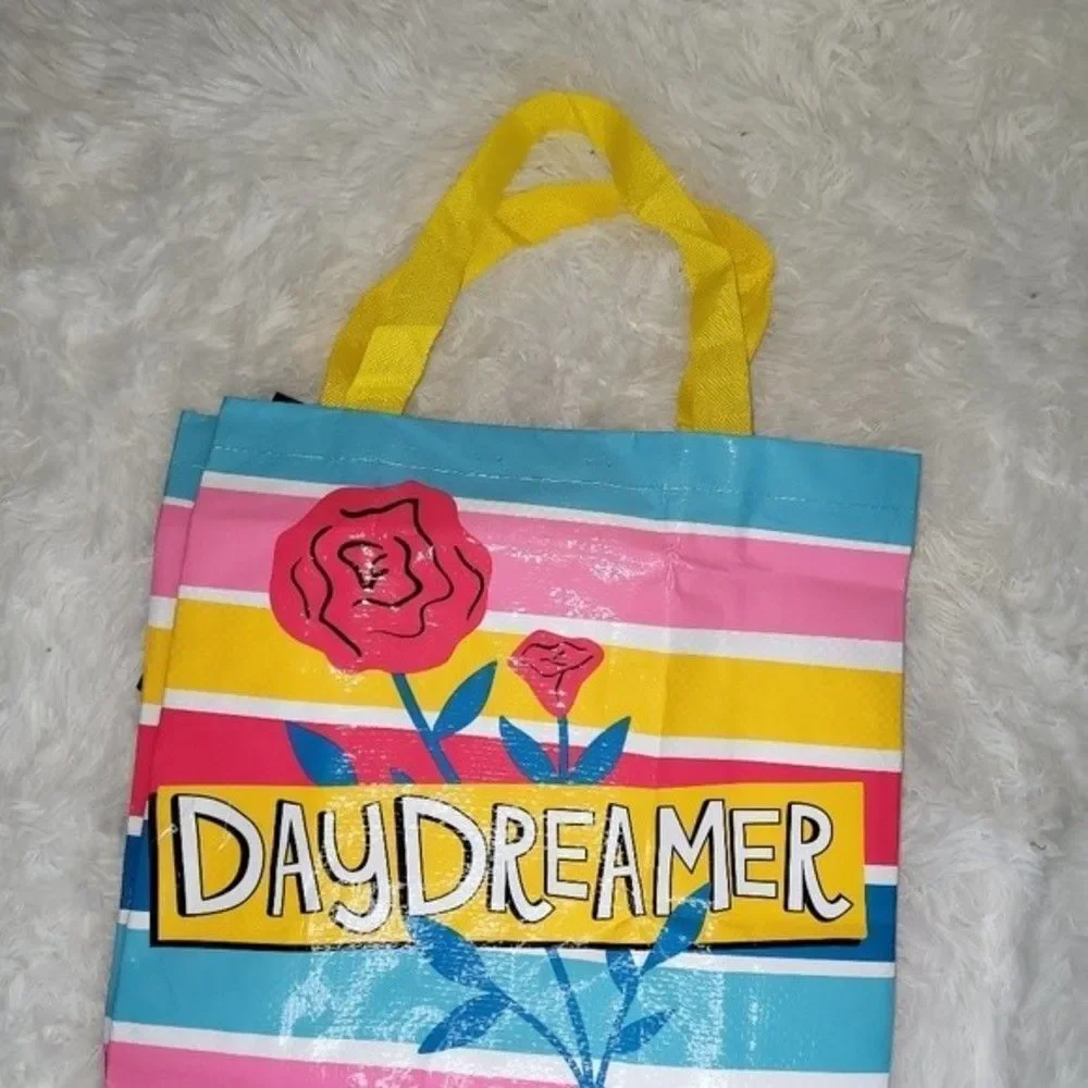 Daydreamer flowers Reusable Tote Bag strap Colorful Eco friendly open ca…